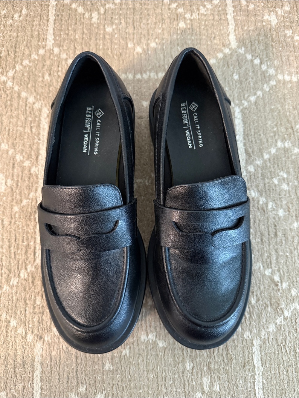 Call It Spring Black Vegan Penny Loafers for women